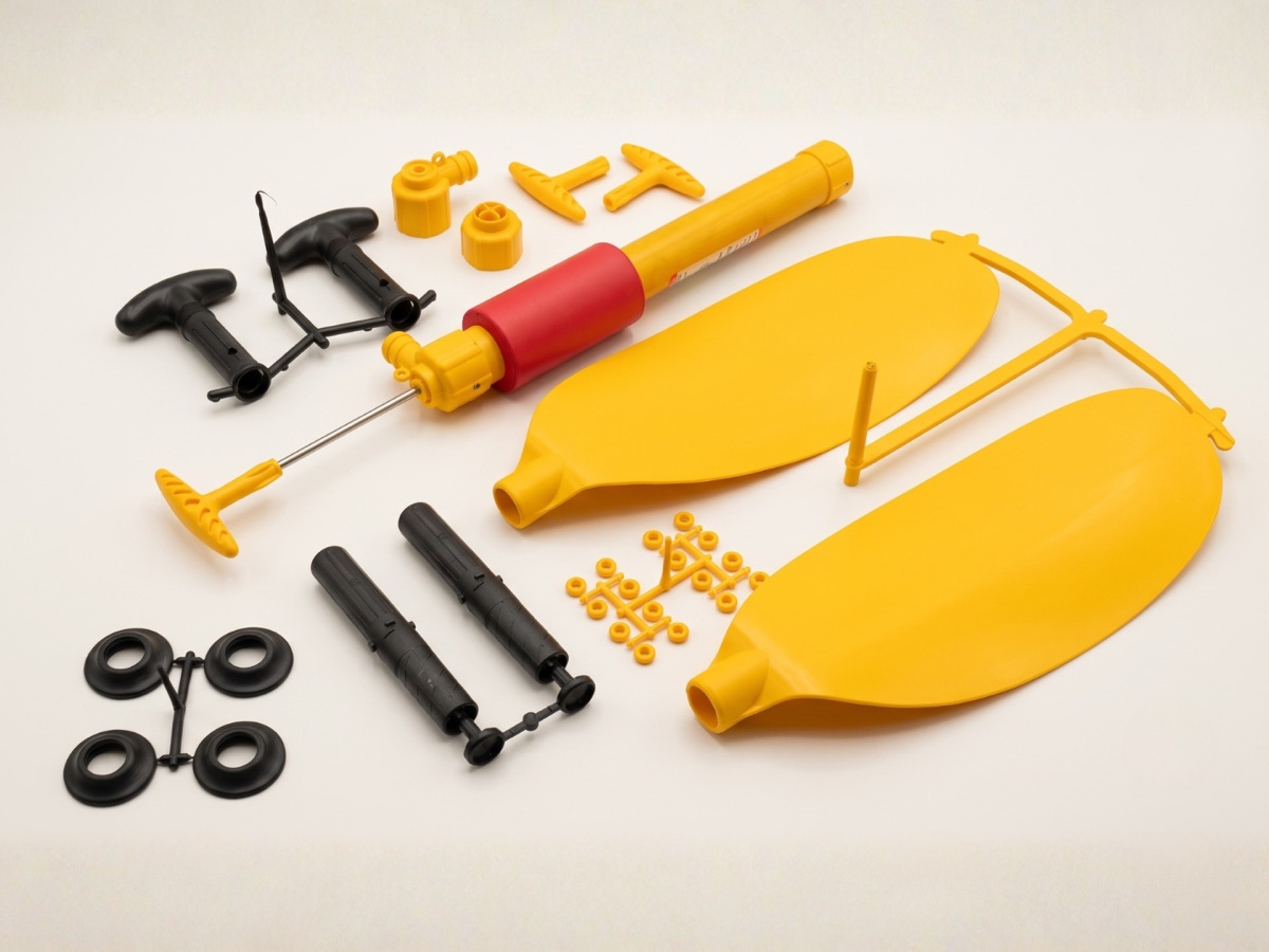 Injection-moulded parts on their sprues, produced from Core Tools tooling